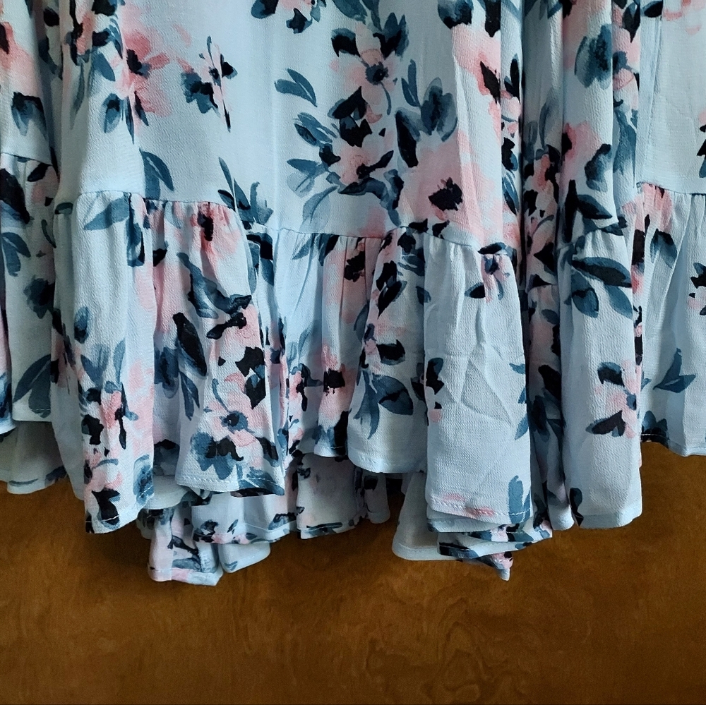 torrid Light Blue Floral Ruffle Dress - Picture 4 of 13